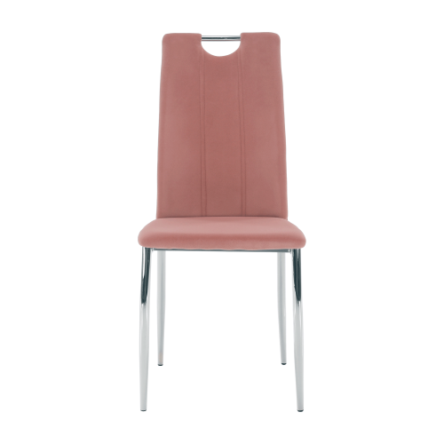 Scaun de masă, ţesătură de catifea roz / crom, OLIVA NEW