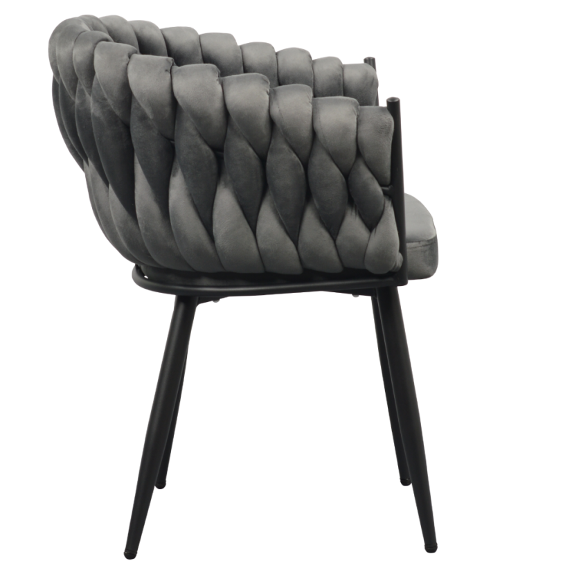 Esszimmerstuhl, dunkelgrauer Samtstoff/schwarz, BLER (akce) (akce)