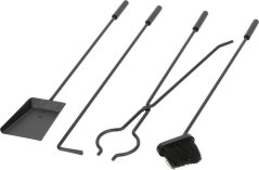 Set de inserturi pentru șemineu Homefire FT075BA, 4 buc, negru, 81 cm, unelte pentru șemineu
