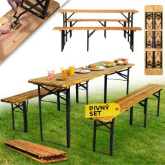 Pivski set DORTMUND Standard3, stol 175x46x77 cm, 2 klupe 175x23x47 cm, drvo 25 mm