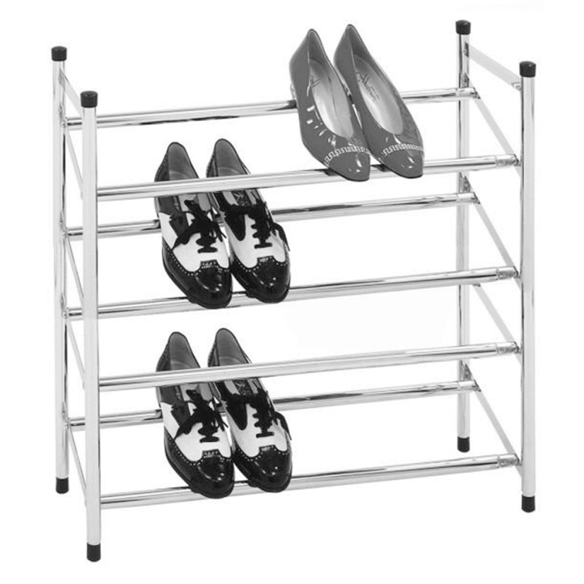 4-reihiges verstellbares Schuhregal, Chrom, DITA