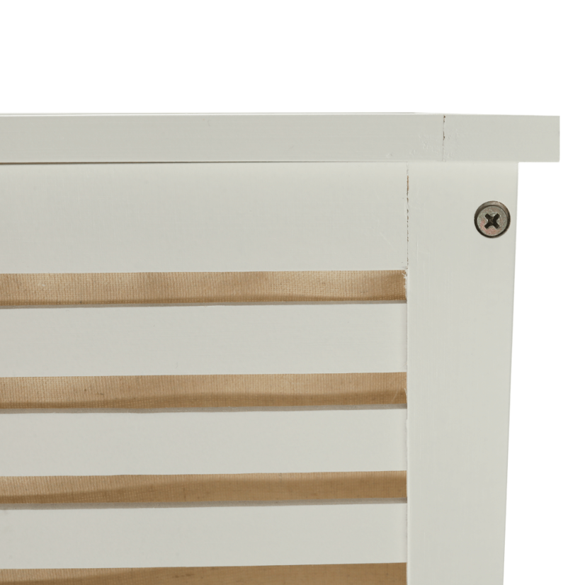 Wäschekorb, lackierter Bambus/weiß/beige, BASKET