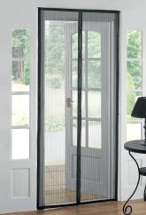 Sieť Strend Pro, 218x96 cm, proti hmyzu a komárom, na balkónové dvere, 9x magnet, čierna (akce)