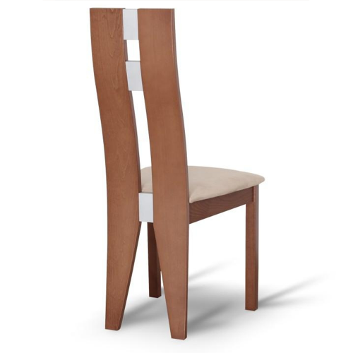 Krzesło drewniane, tkanina wiśnia/beż, BONA NOWOŚĆ