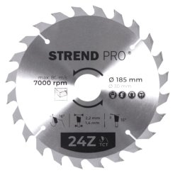 Tarcza Strend Pro TCT 185x2,2x30/20 mm 24Z, do drewna, piła, plastry SK