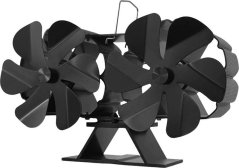 Ventilator Strend Pro, pentru șemineu, de podea, acționat termic, dual, cu 6 pale, negru