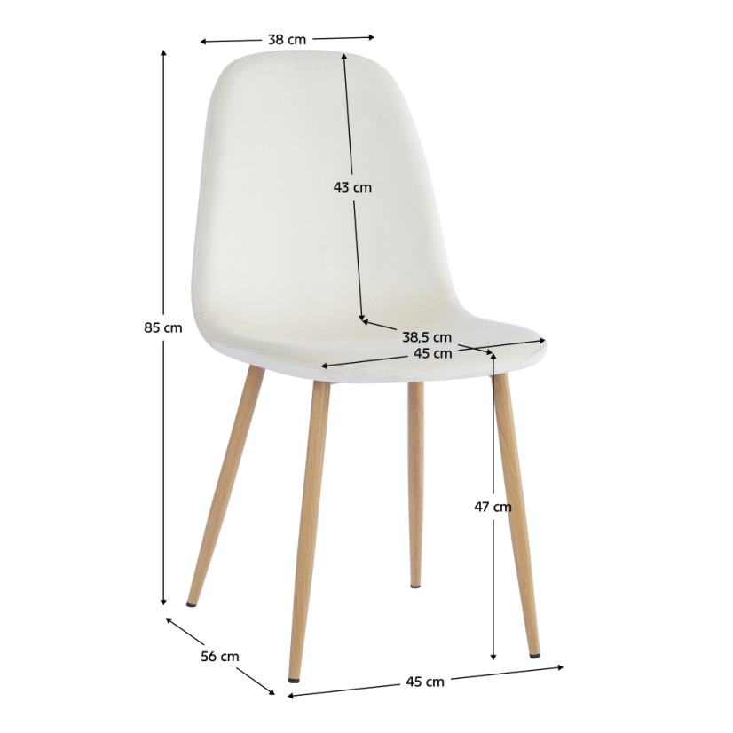 Stuhl, beige Dulux Velvet Stoff/Buche, LEGA NEU - SALE