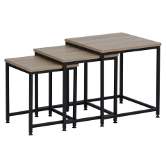 Stoliki kawowe, zestaw 3 szt., dąb sonoma/czarny, KASTLER 2 NOWY TYP 3