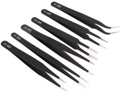 Set antistatische Edelstahlpinzetten, 6-teiliges Set, XL-TOOLS