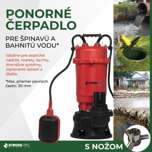 Pompa Strend Pro Garden, 900W, 20000 l/h, kabel 10 m, do osadu, z nożem, do szamba-OFERTA SPECJALNA
