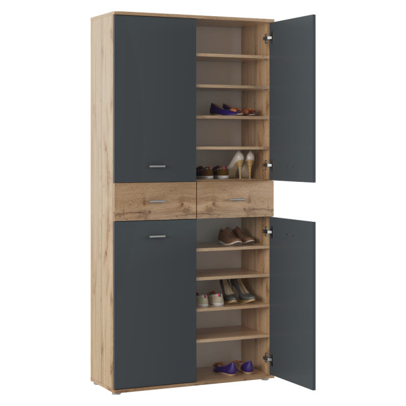Schuhschrank/Regal, Graphit/Wotaneiche, VILOT