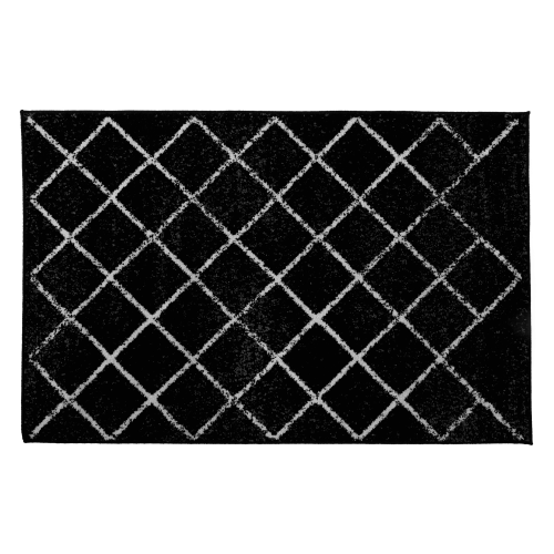 Koberec, čierna/vzor, 67x120 cm, MATES TYP 1
