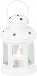 Lampáš MagicHome Vianoce, biely, s LED sviečkou, 10x15/20 cm