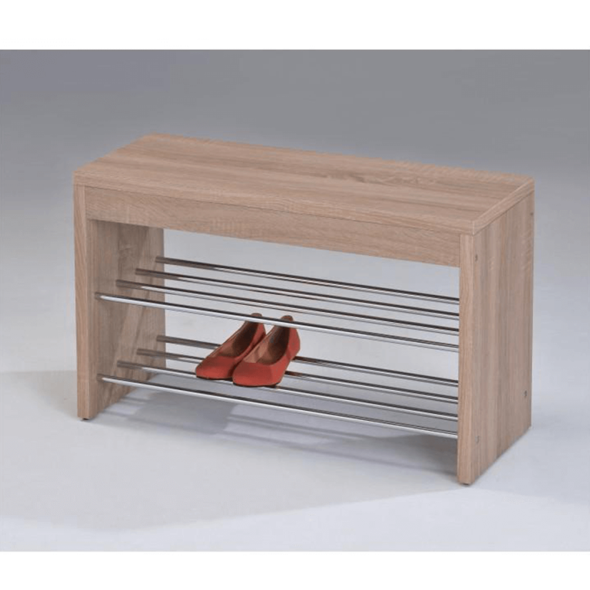 Bank mit Schuhregal, Sonoma-Eiche/Chrom, LUSIA (akce)