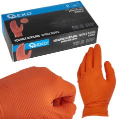 Nitrilhandschuhe orange, 50er Set, Größe M, SOLID GRIP, GEKO
