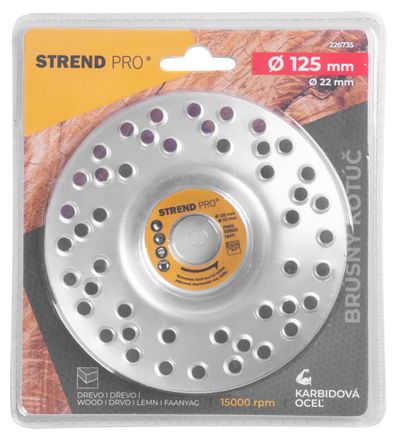 Disc Strend Pro, 125 mm, disc de șlefuit pentru lemn, cu orificii, pentru polizor unghiular