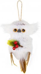 Owl MagicHome Craciun, alb, 18x8x6 cm