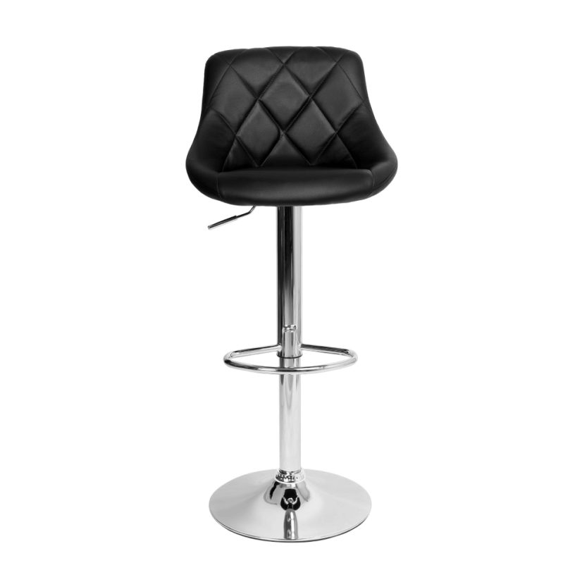 Barhocker, schwarzes Kunstleder/Chrom, MARID NEU
