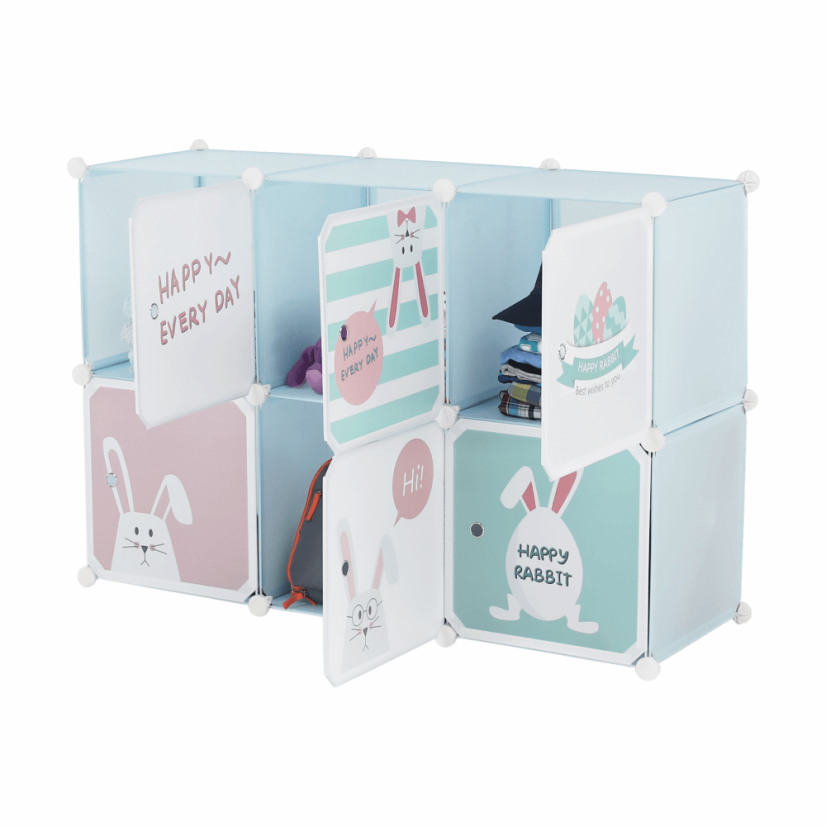 Modularer Kinderschrank, blau/Kindermuster, EDRIN