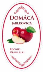Naklejka na butelkę JABLKOVICA domowej roboty czarna. owalne białe, 16 szt. etykiet KLC