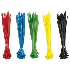 Sada viazacích sťahovacích pások 100x2,5 mm, 200 ks, multicolor