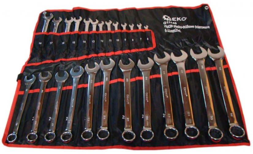 Steckschlüsselsatz, 25-teilig, 6-32 mm, poliert im Canvas-Etui, GEKO