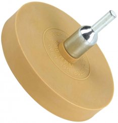 Kotúč gumový 87 mm so stopkou 6 mm na odstraňovanie nálepiek a lepidla, MAR-POL
