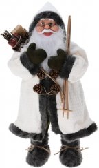 Figurka Świętego Mikołaja 37x28x80 cm tworzywo sztuczne/tekstylia kremowo-szara