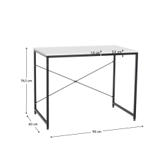 Schreibtisch, weiß/schwarz, 90x60 cm, MELLORA