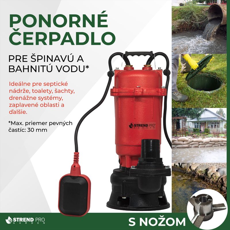 Pumpa Strend Pro Garden, 900W, 20000 l/h, kabel 10 m, mulj, sa nožem, za septičku jamu-POSEBNA PONUDA