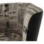 Krzesło klubowe, eko skóra czarna/tkanina wzór gazety, KUBA