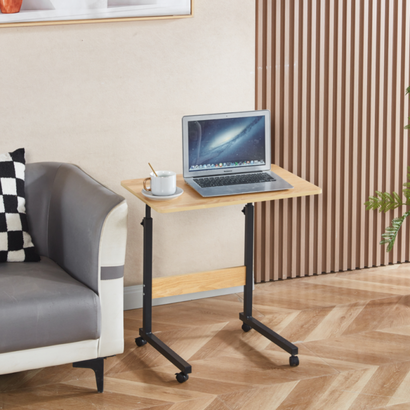 Verstellbarer PC-Tisch mit Rollen, Eiche/Schwarz, JUSTUS