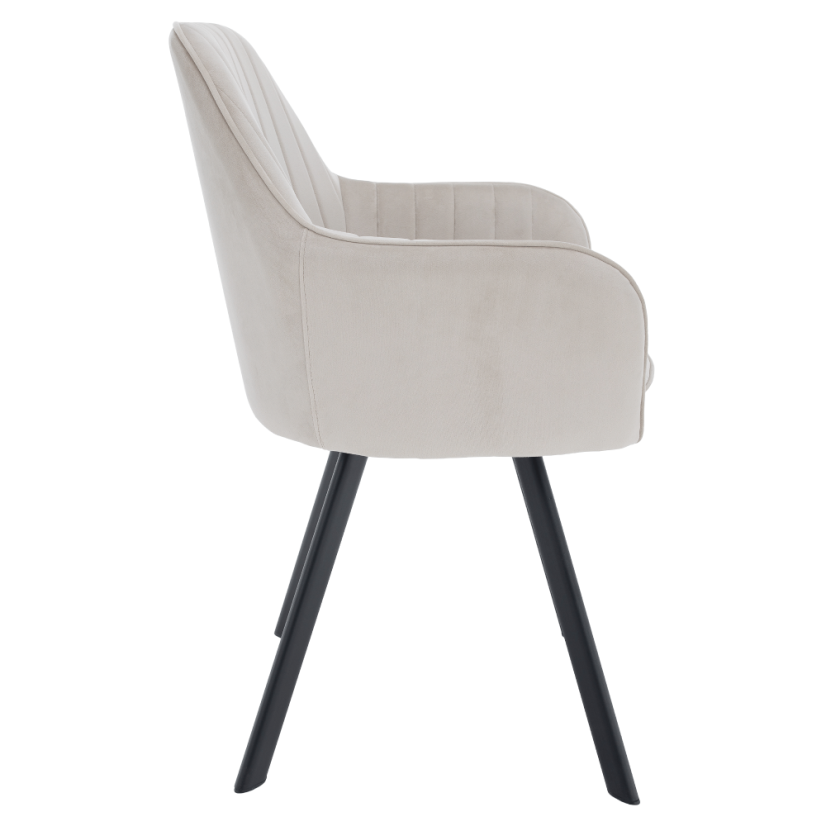 Designer-Sessel, beige Samtstoff, AURIL