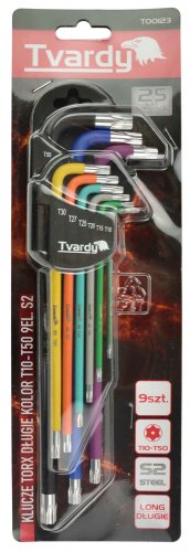 Zestaw kolorowych kluczy rozszerzonych TORX T10-T50, 9-częściowy, S2, HARD