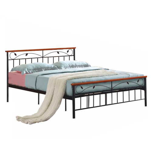 Krevet s letvičastim okvirom, drvo trešnja/metal, 160x200, MORENA NOVO