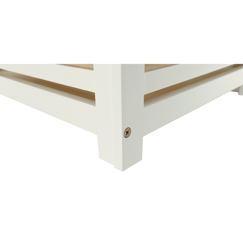 Wäschekorb, lackierter Bambus/weiß/beige, BASKET