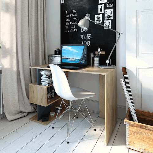 PC stol, umjetni hrast/grafit, ABES