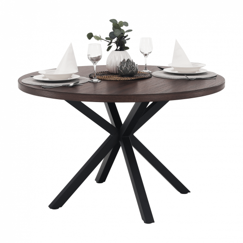 Blagovaonski stol, tamni hrast/crni, promjer 120 cm, MEDOR