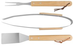 Strend Pro Grillbesteck-Set, zum Grillen und Braten, mit Holzgriff, 3-teilig