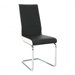 Jídelní židle, ekokůže černá, bílá/chrom, NEANA