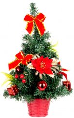 Božićno drvce MagicHome, ukrašeno, crveno, 40 cm