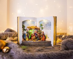 MagicHome Weihnachtsdekoration, Krippe im Buch, farbig, 3 LED, 3xAA, Innenbereich