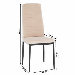 Krzesło, beżowa tkanina Dulux Velvet/czarny metal, COLETA NOVA