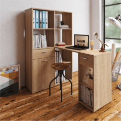 PC-Tisch mit Ablage, Sonoma-Eiche, MINESON