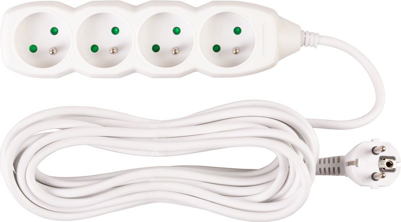 Kabel DG-F804B L-7 m, przedłużacz, biały, 4x gniazdo
