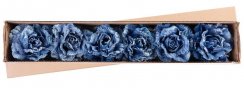 Flower MagicHome, bujor cu frunză, albastru, tulpină, dimensiune flori: 12 cm, lungime flori: 23 cm, bal. 6 buc