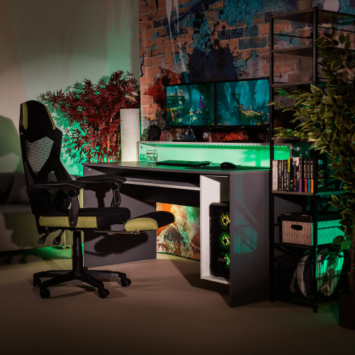 Pisarniški/gaming stol, črno/zelen, JORIK