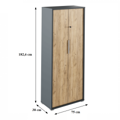 Schrank mit Schloss, Artisan Graphit/Eiche, RIOMA NEW TYPE 31