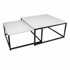 Set dvou konferenčních stolků, matná bílá/ černá, KASTLER NEW TYP 1