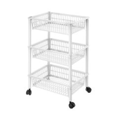Regál UH 3-poschodový 40x29x62cm biely na kolieskach "Mito 3" TONTARELLI